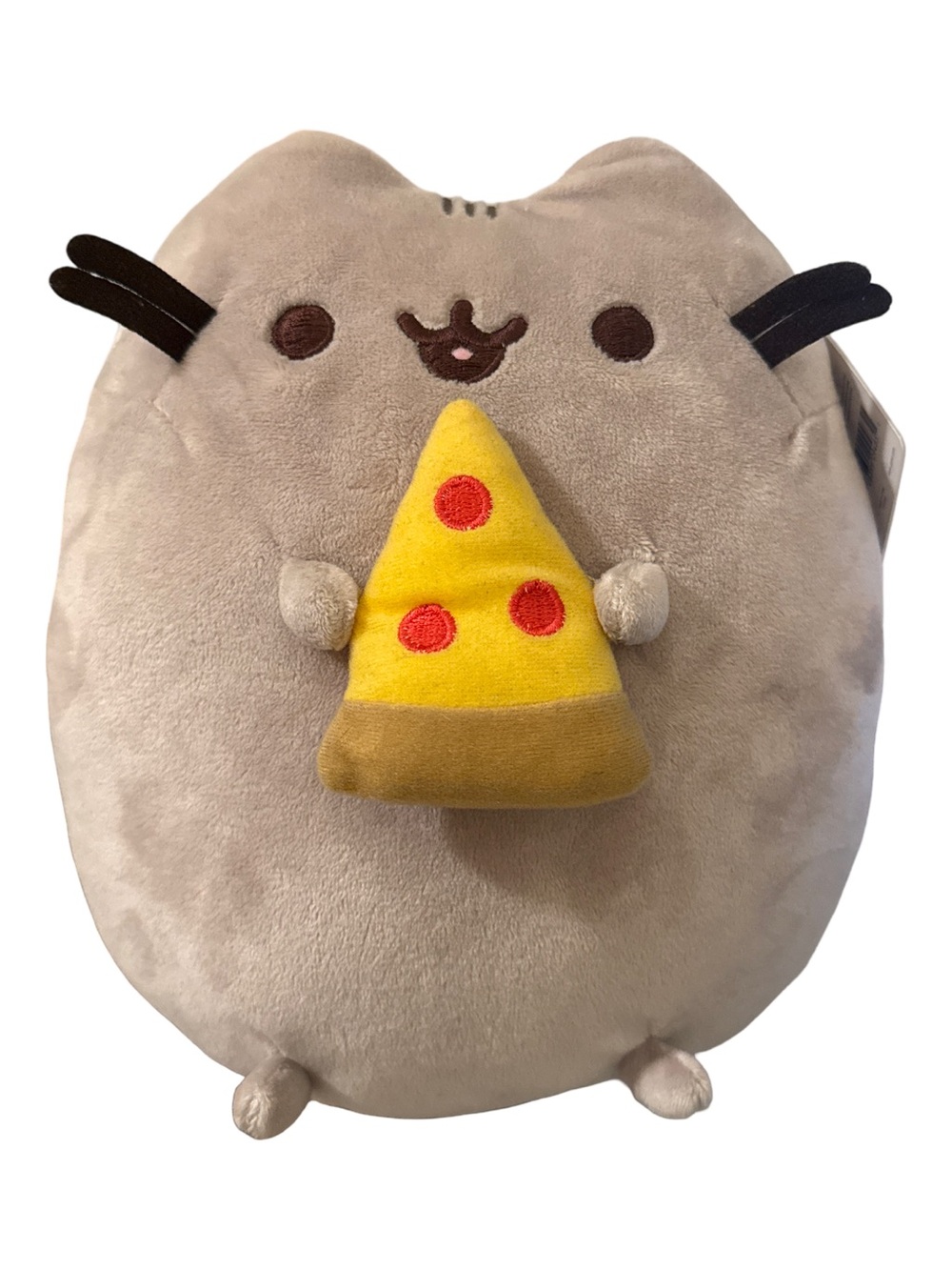 Pusheen Plush Toy Holding Pizza Slice - Gray, Yellow, Red